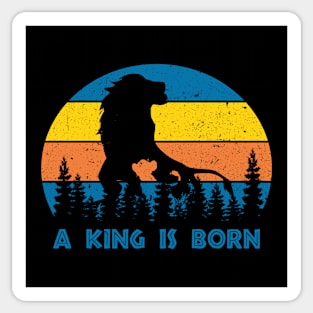 A King Is Born Retro Lion Sticker